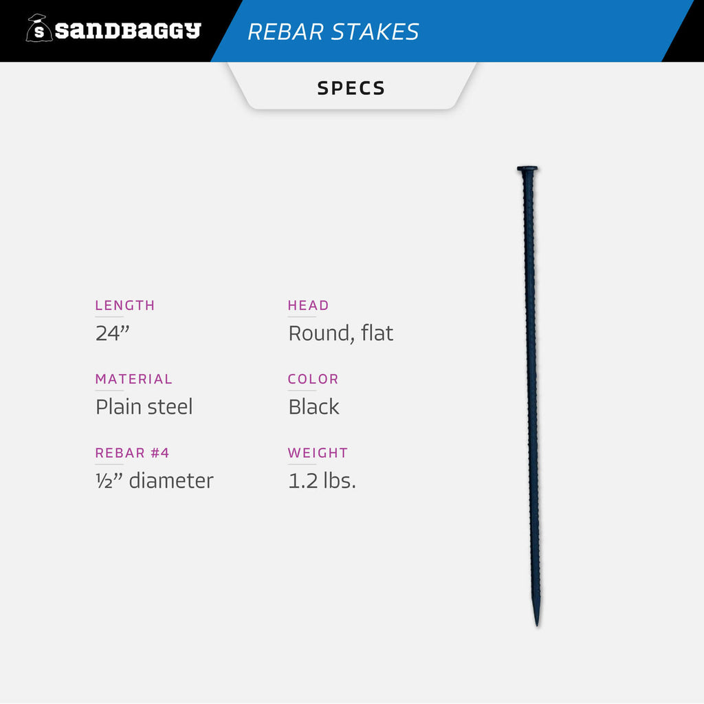 24" rebar stakes - specs