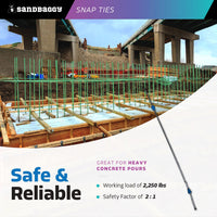 24" short end snap ties for heavy concrete pours