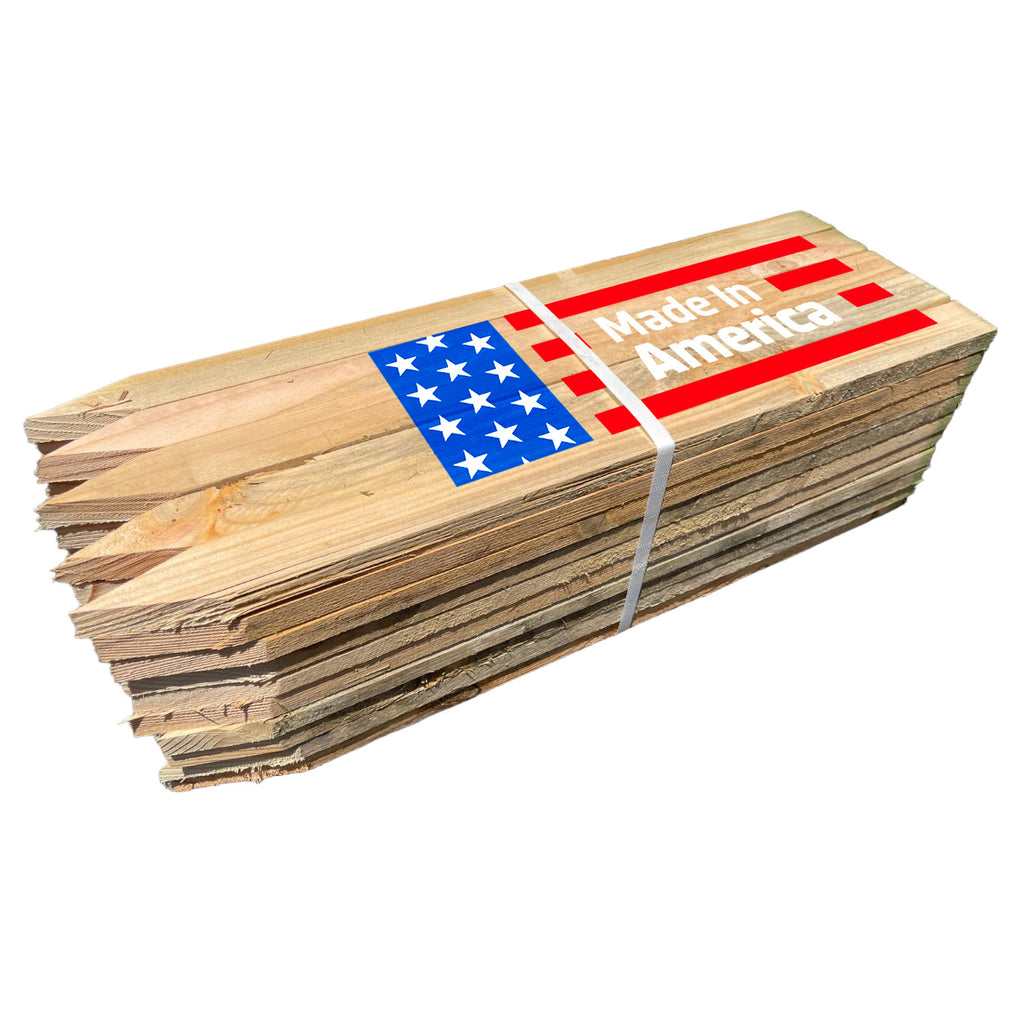 24 inch wood stakes made in the USA - 50 per bundle