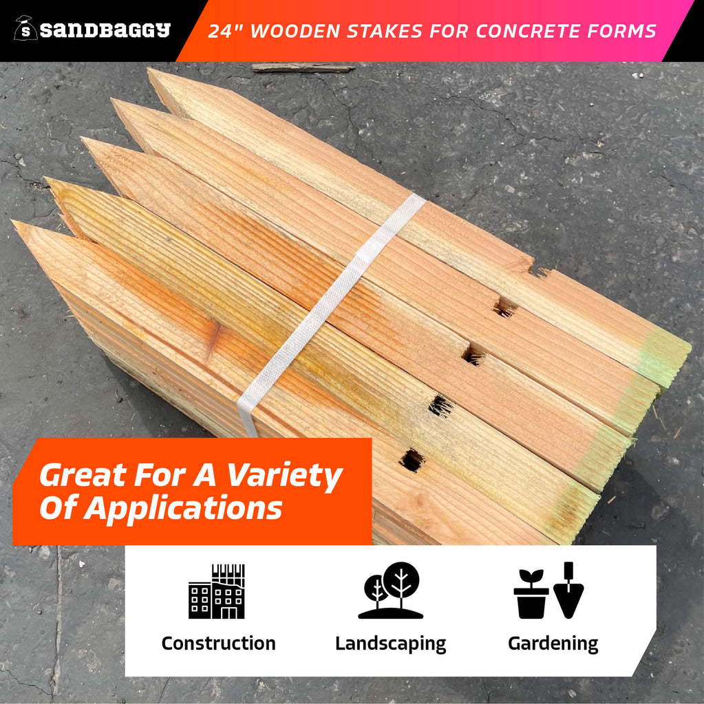 1" x 3" x 24" wood stakes bundle for construction, landscaping, gardening