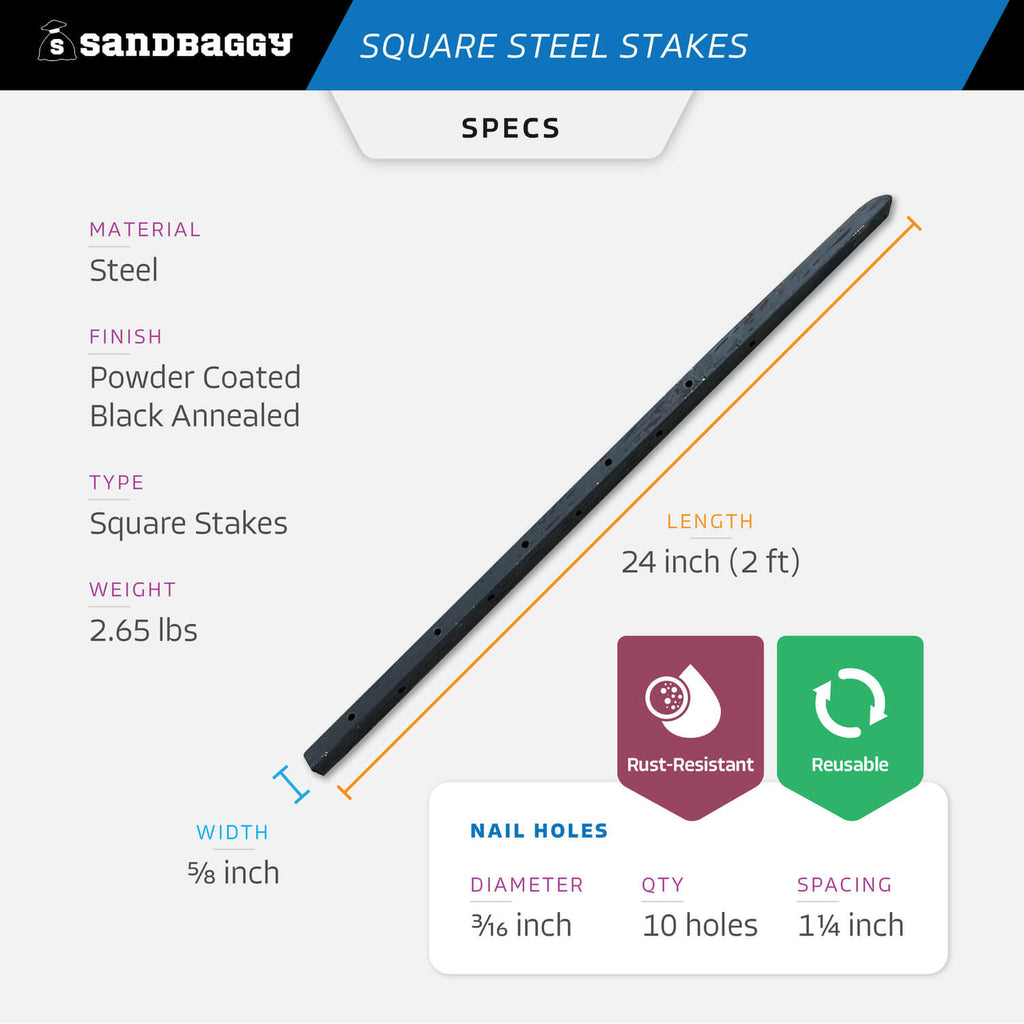 24 inch square concrete stakes specs