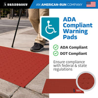 24" x 60" ADA Warning Pads - Surface Mount Truncated Dome Mats (USA Made) | Red