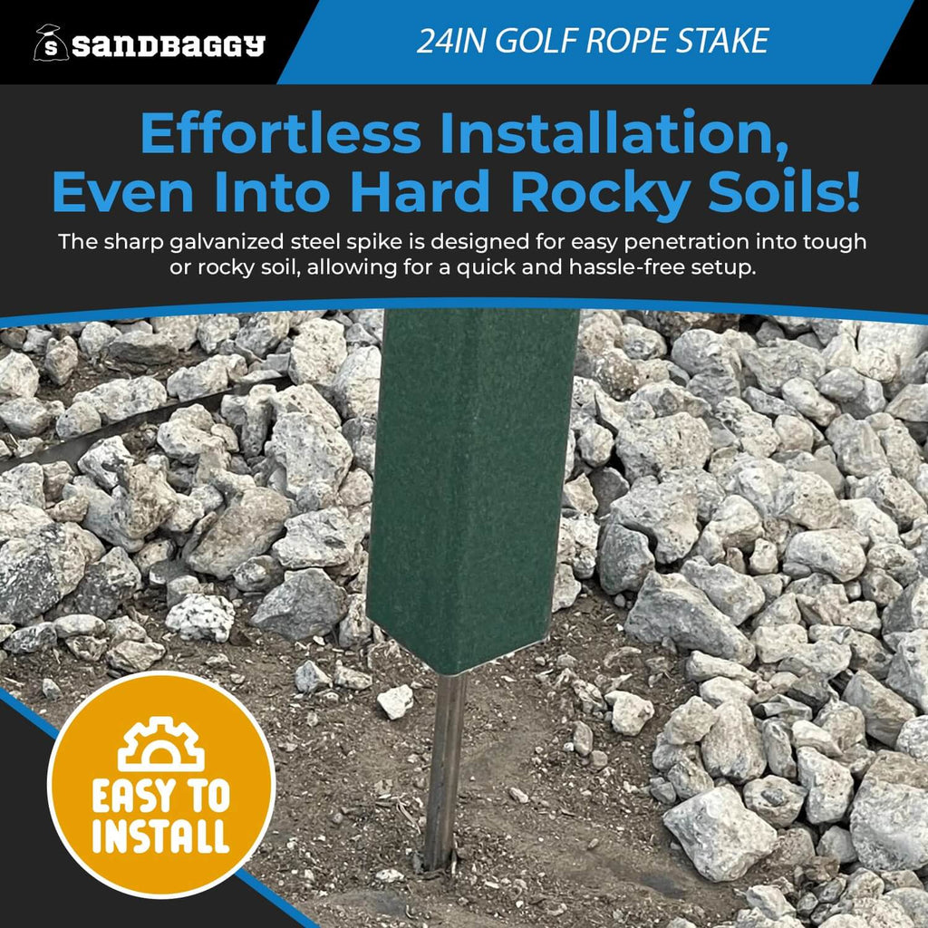 24" Golf Rope Stake - Square Stake (UV Resistant)
