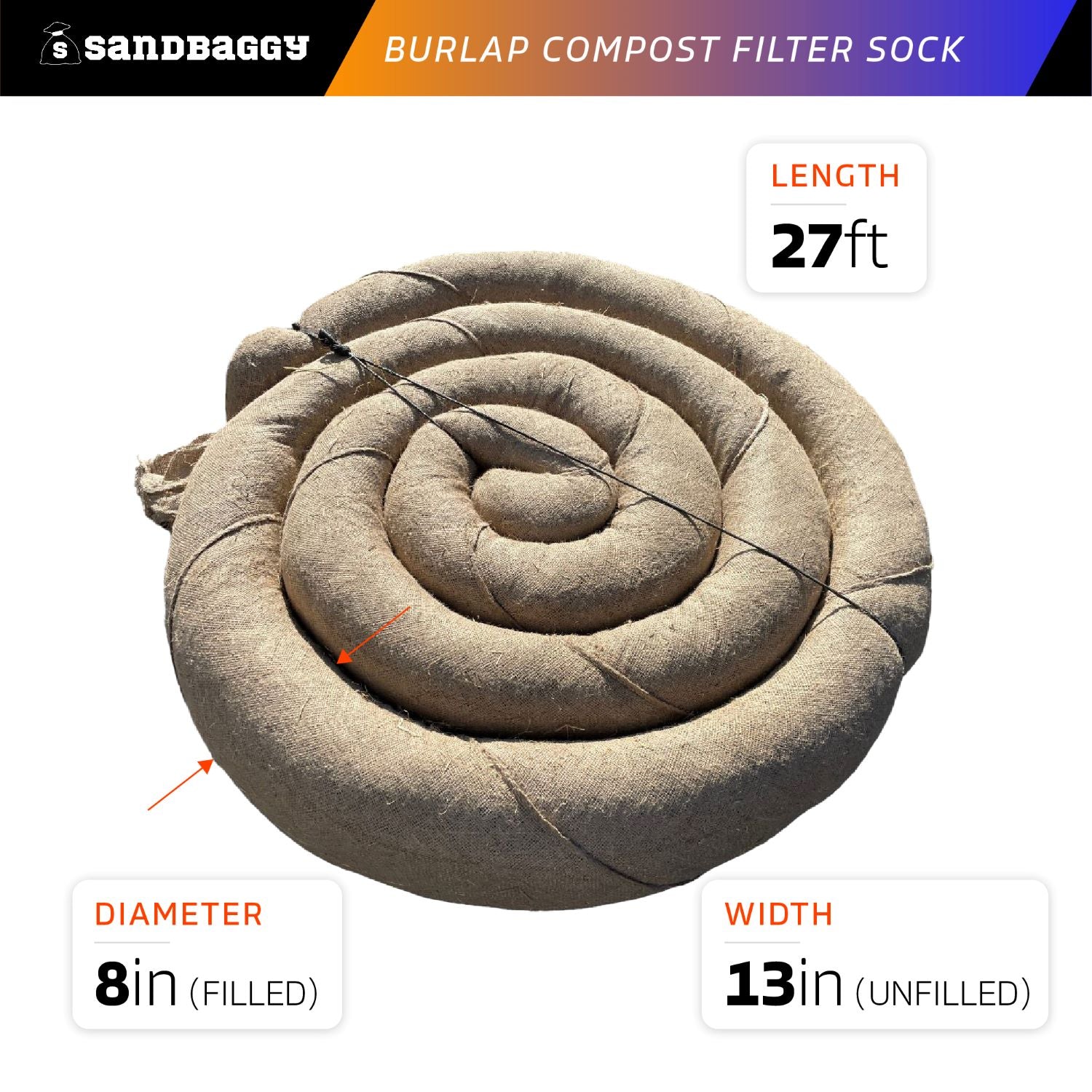 Compost Filter Sock - Sediment & Erosion Control – Sandbaggy