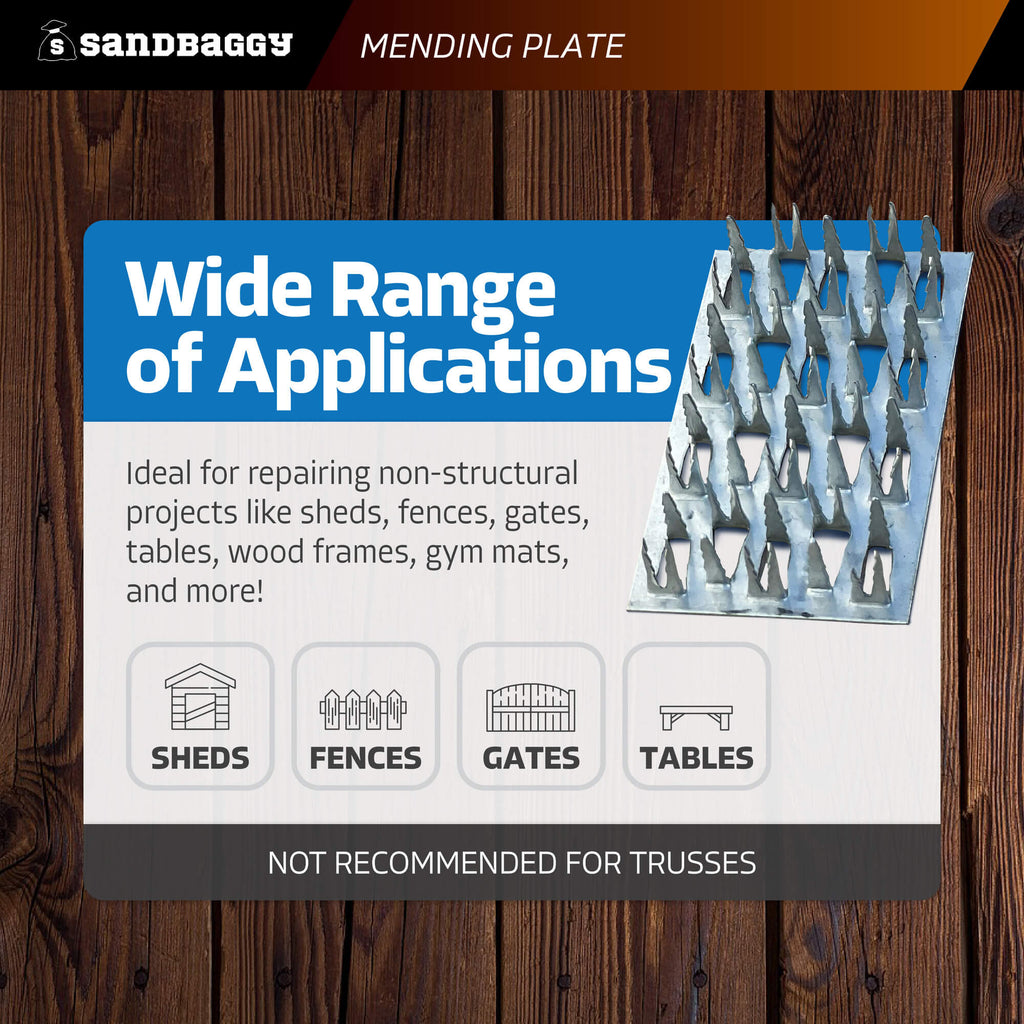 2" x 4" mending plate for wood - sheds, fences, gates