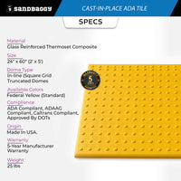 2x5 cast in place ada tile 