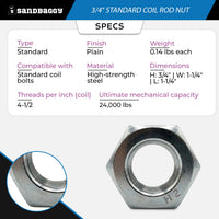 3/4 standard coil rod nut 