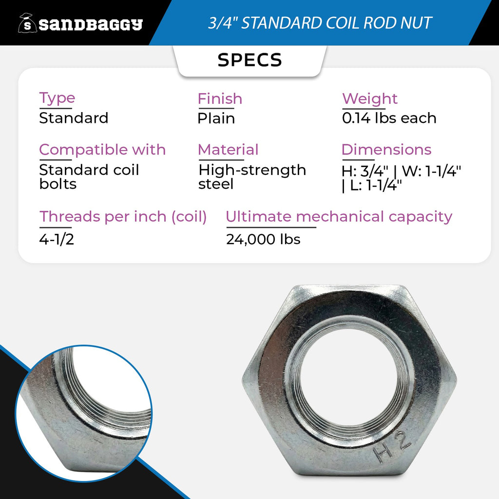 3/4 standard coil rod nut 