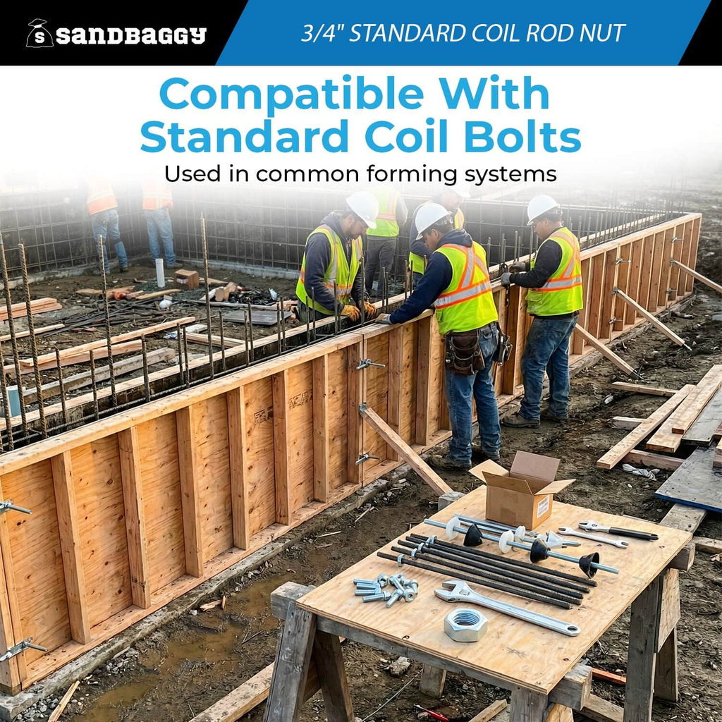 3/4" Standard Coil Rod Nut, Plain – Steel Concrete Forming Hardware