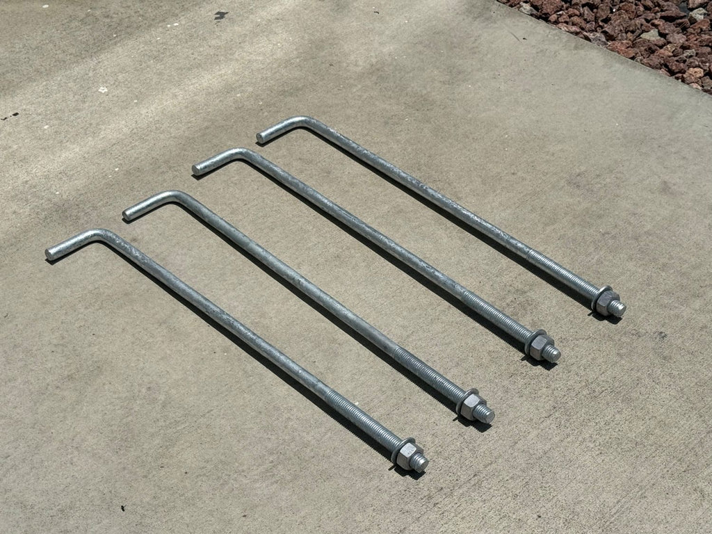 3/4" x 24" Threaded Concrete Anchor L-Bolts (Nuts & Washers Included) - Galvanized