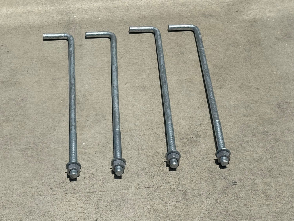 3/4" x 24" Threaded Concrete Anchor L-Bolts (Nuts & Washers Included) - Galvanized