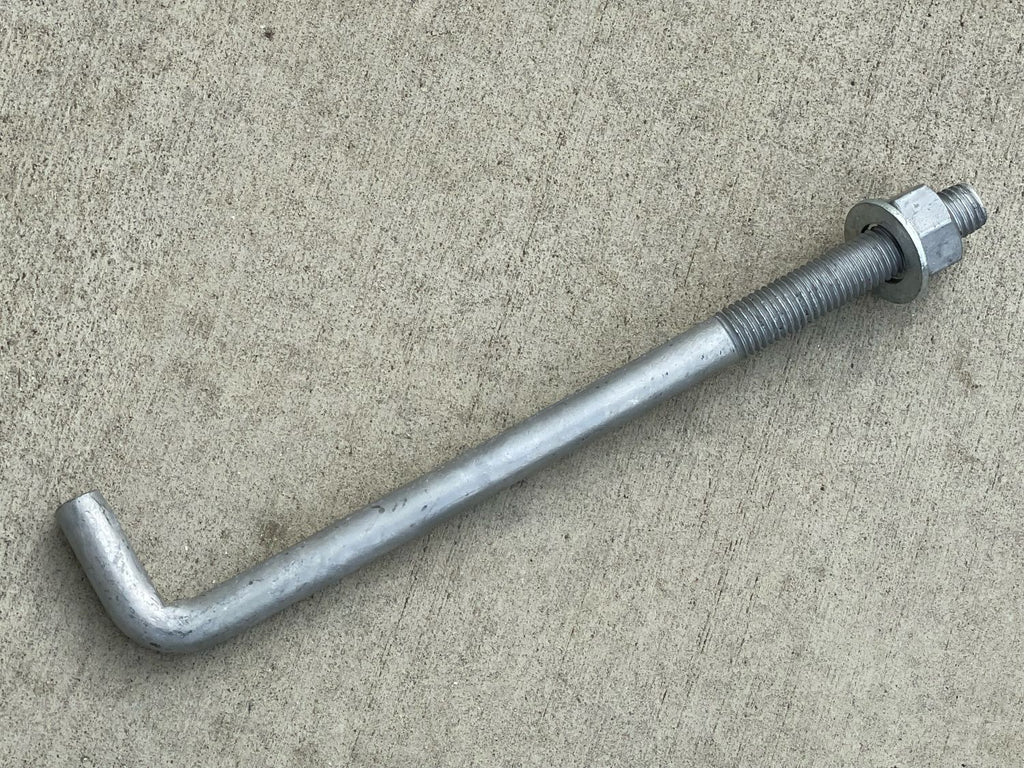 3/4" x 10" Threaded Concrete Anchor L-Bolts (Nuts & Washers Included) - Galvanized