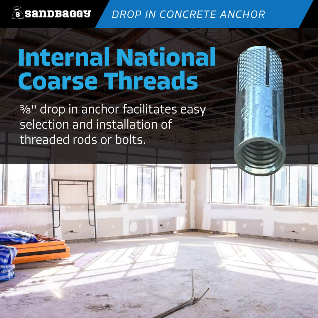 3/8" drop in concrete anchor - threaded