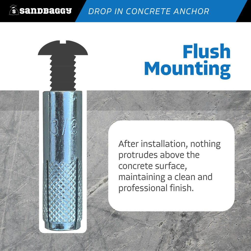 3/8" drop in concrete anchor - flush mounting