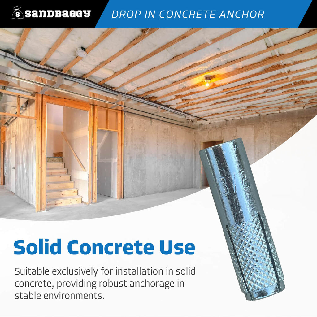 3/8" drop in concrete anchor - solid concrete