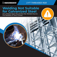 3/4" x 3 ft Threaded Rod - Galvanized (Zinc Plated)