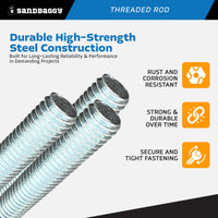 galvanized 3/8" x 6 ft threaded rod - heavy duty