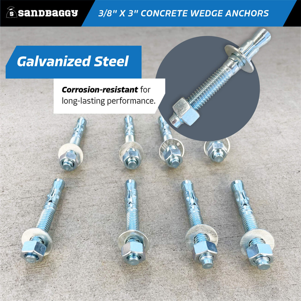 Galvanized 3/8" x 3" wedge anchors