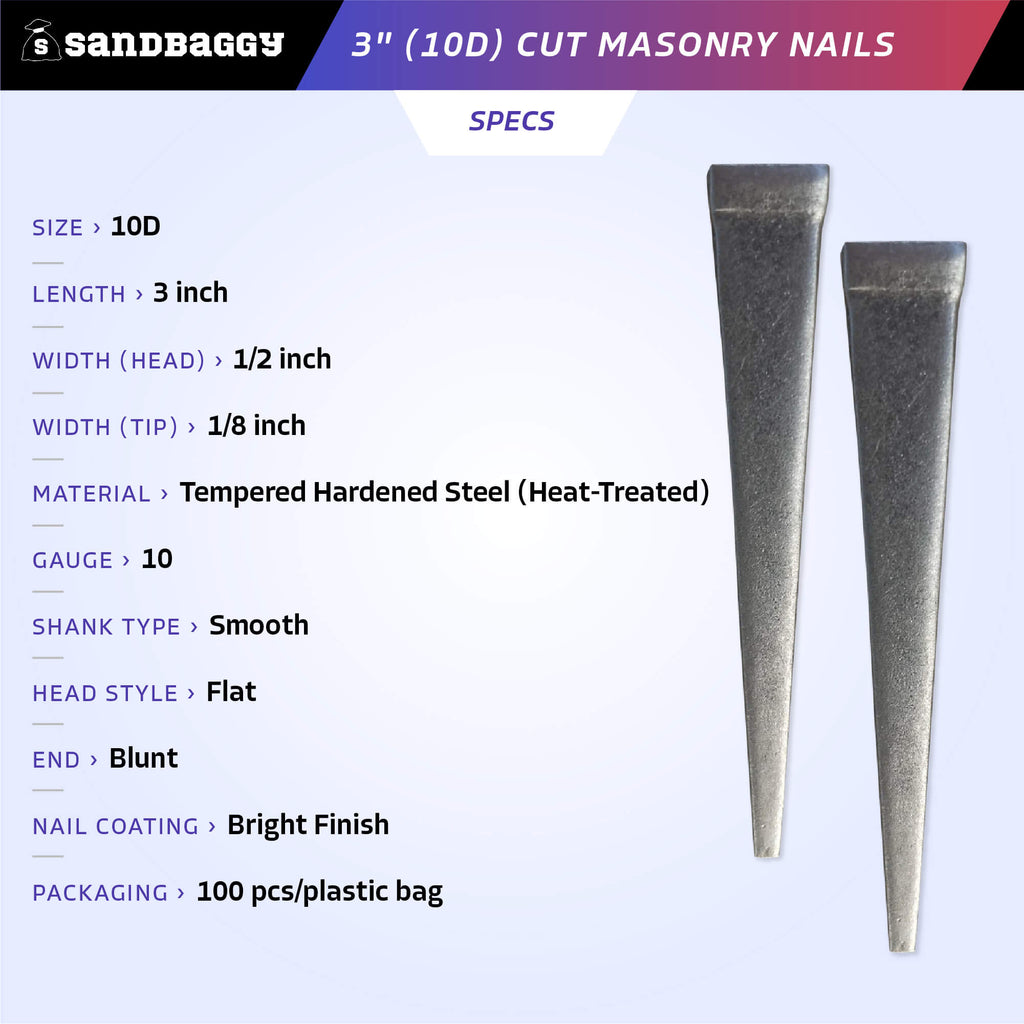 3 inch cut masonry nails specs