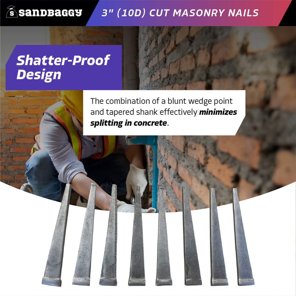 heavy duty concrete 3 inch cut masonry nails 