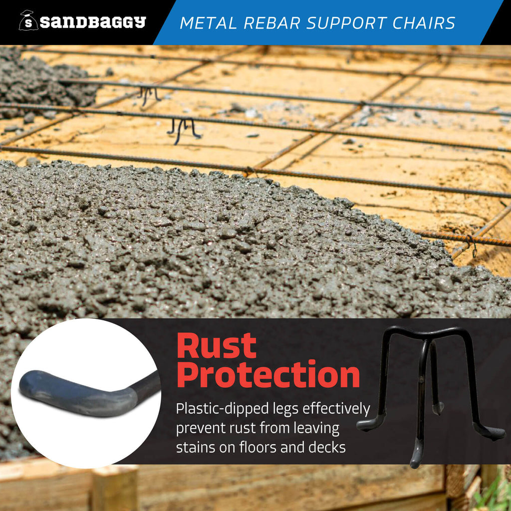 3 inch metal rebar chairs - rust protection