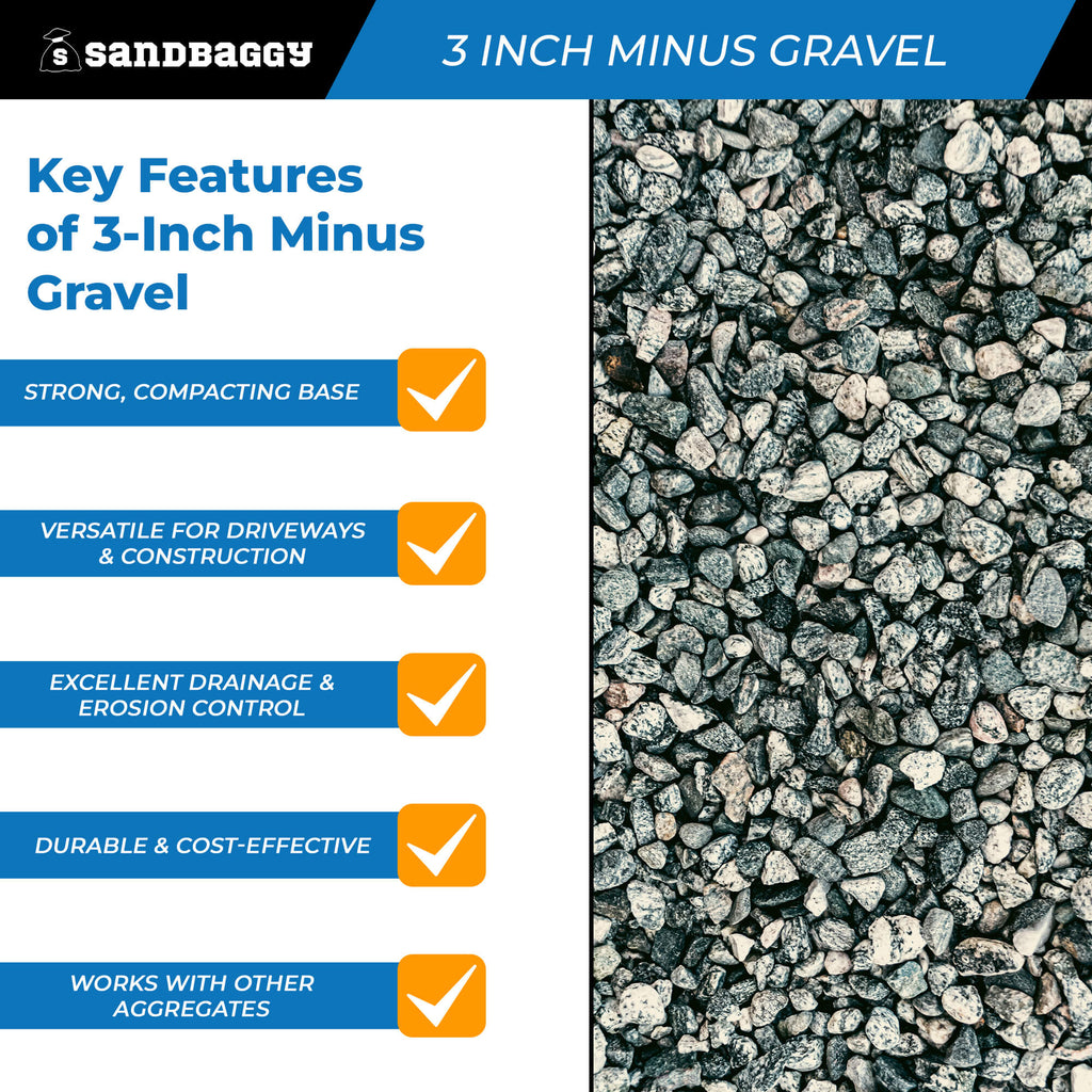 3 Inch Minus Gravel - Bulk Road Base for Driveways & Construction