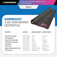 3 oz Non-Woven Geotextile Filter Fabric (12.5ft x 360ft) - SPECS