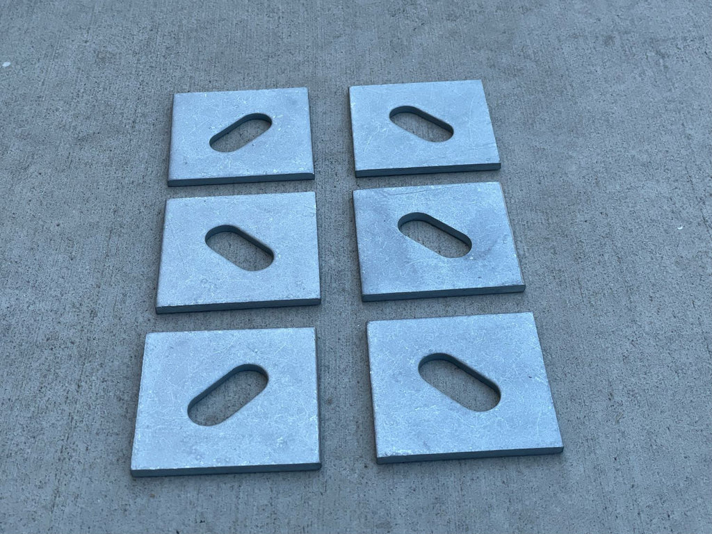 3" x 3" slotted square plate washers - zinc coated