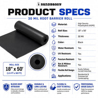18" x 50' Root Barrier Fabric Roll | 30 Mil HDPE