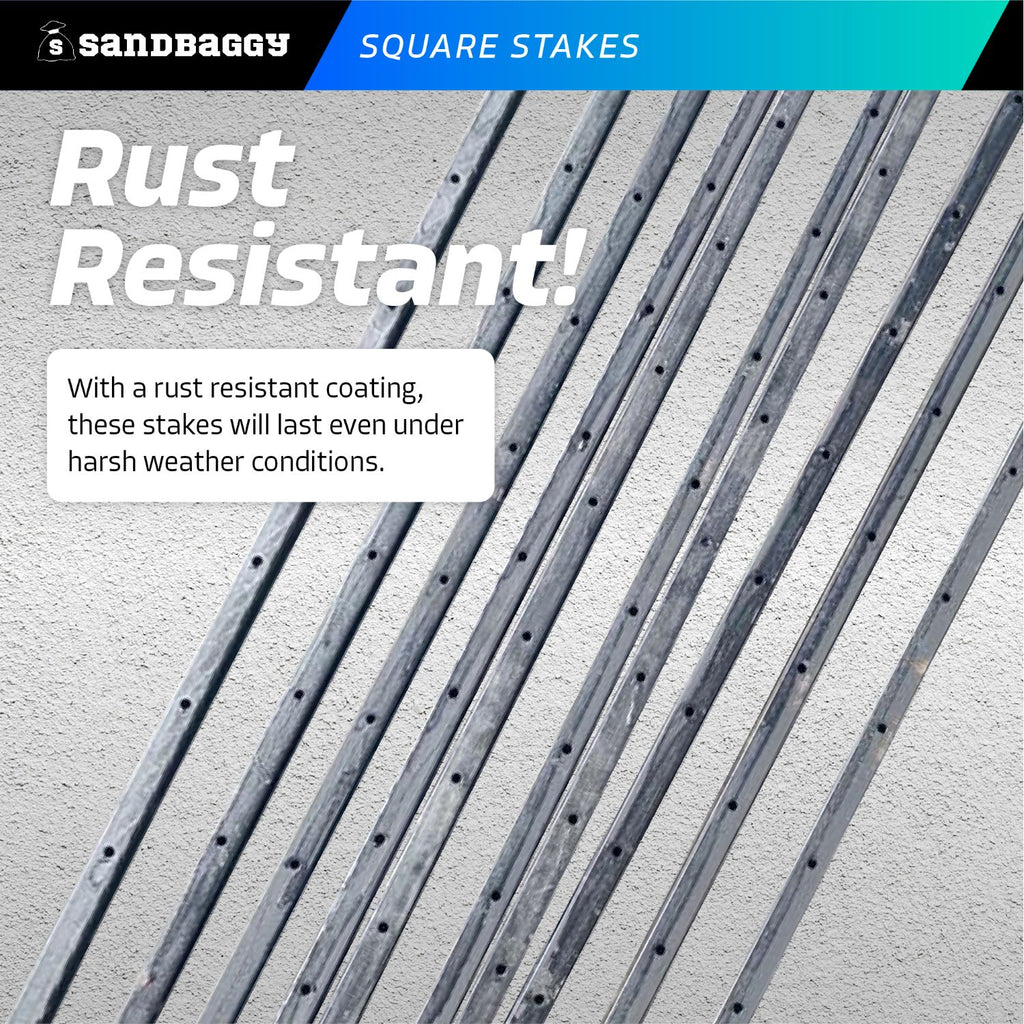 rust resistant 36" square concrete stakes with holes