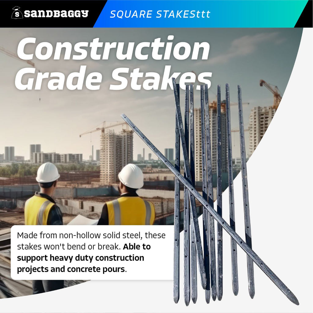 construction grade 36" square concrete stakes with holes