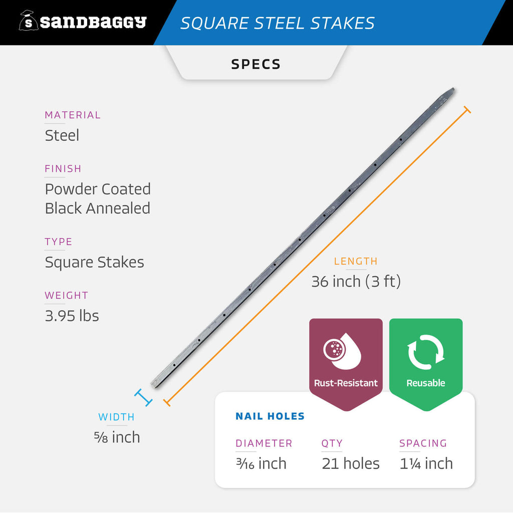 36" square concrete stakes with holes - specs