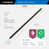 36 in x 1 in round rebar stake with nail holes
