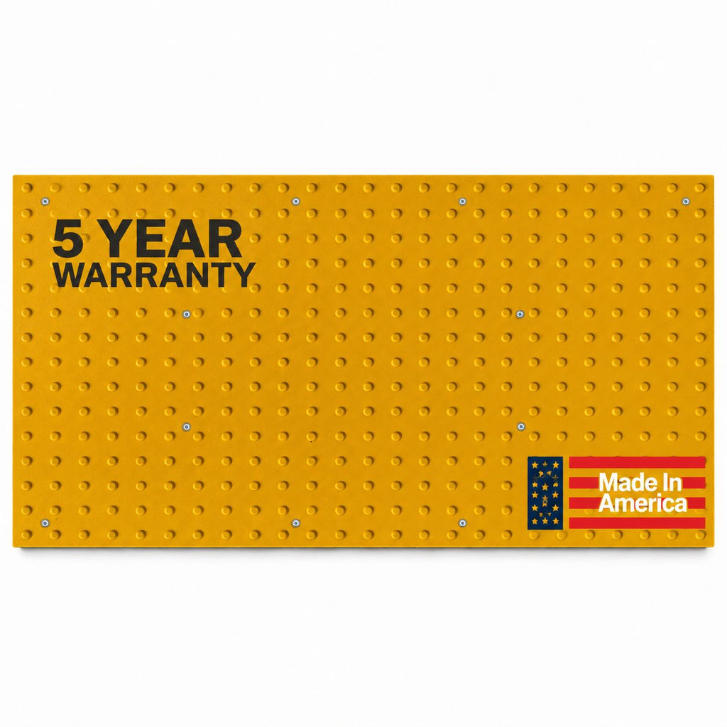 Yellow 3' x 5' cast-in-place ADA tile with truncated domes