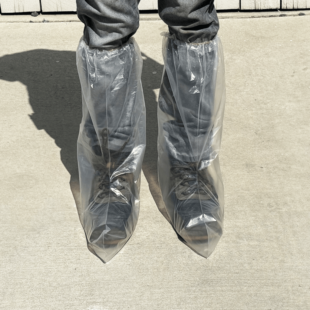 Sandbaggy Waterproof Boot/Shoe Covers - 19" Tall, 3 Mil Disposable (Clear)