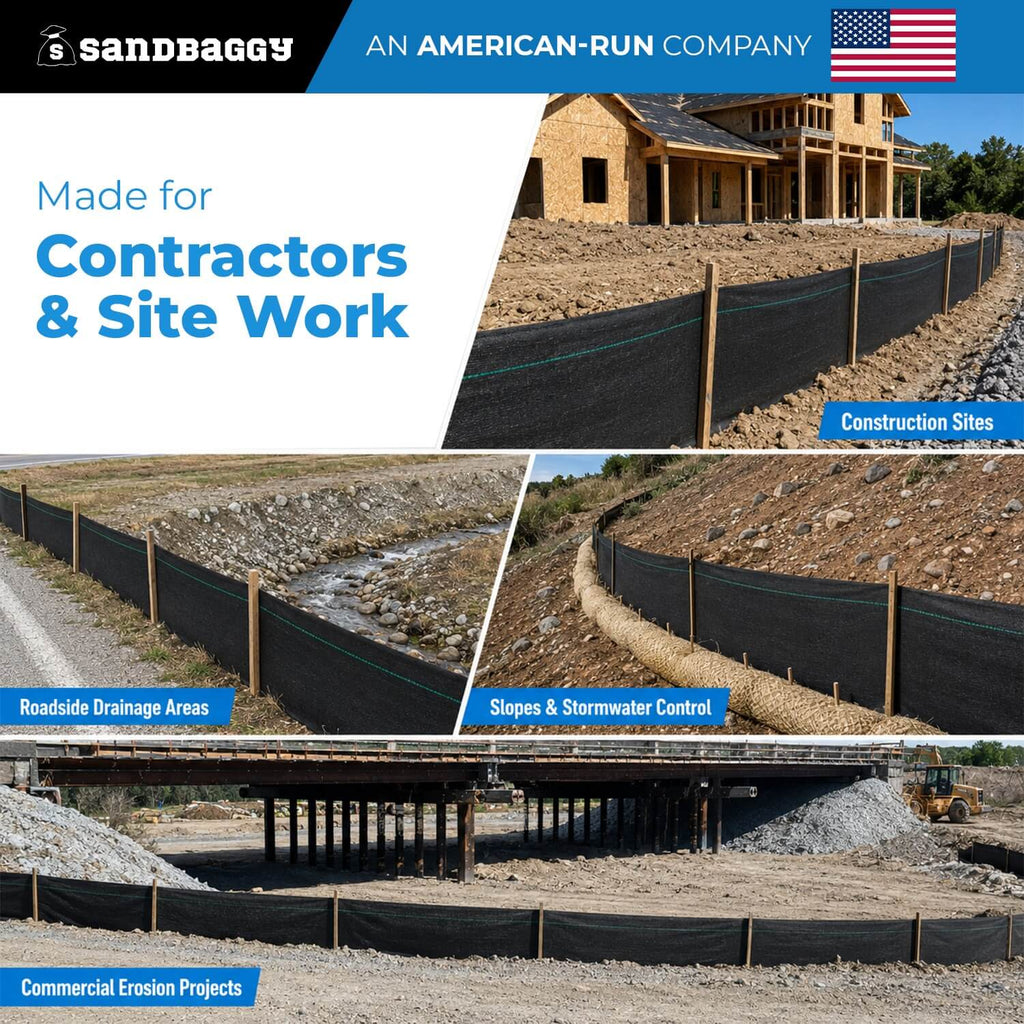3 ft x 100 ft Non-Woven Geotextile Silt Fence Roll – 4 oz Erosion Control Barrier – USA Made