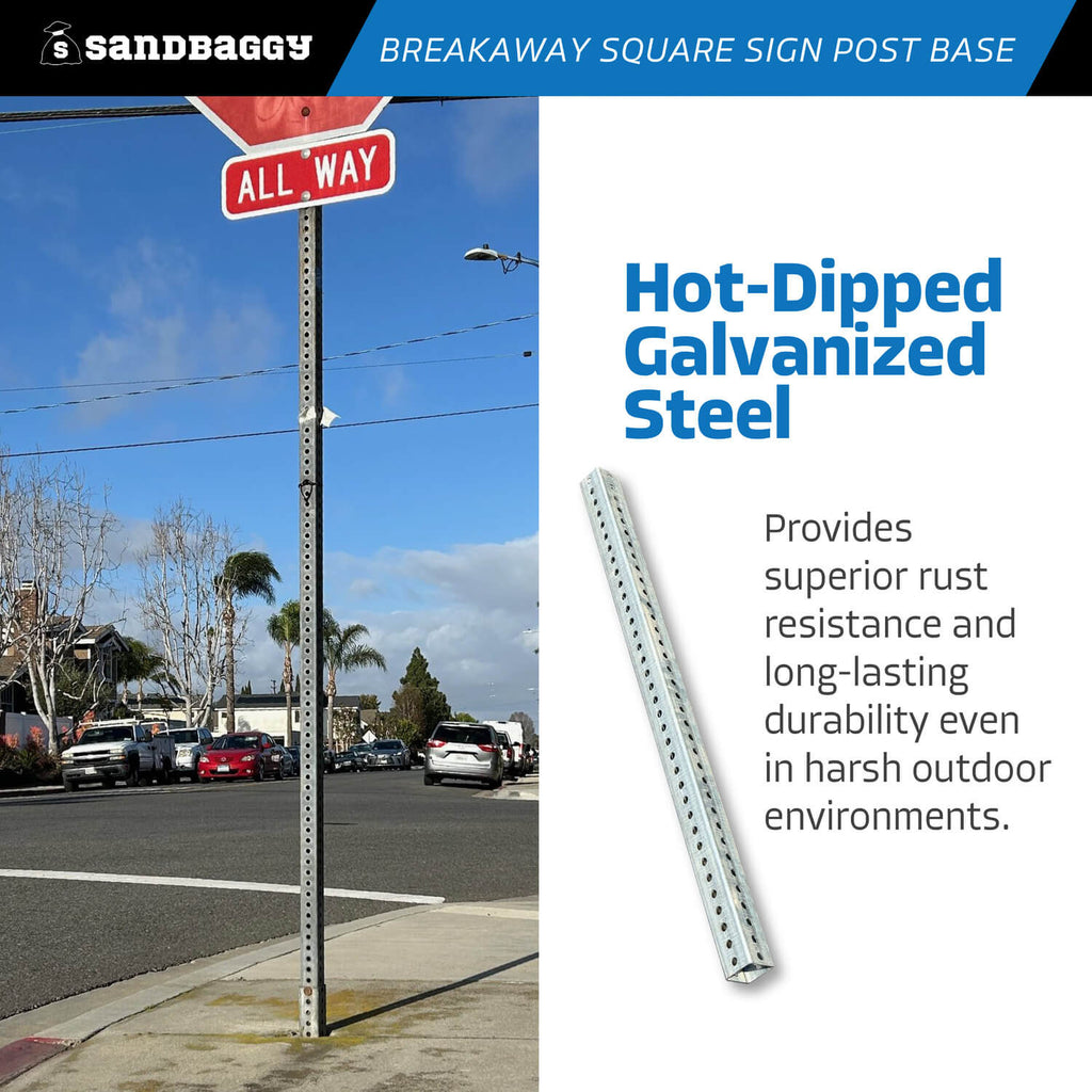 3 ft breakaway sign post base - hot dipped galvanized
