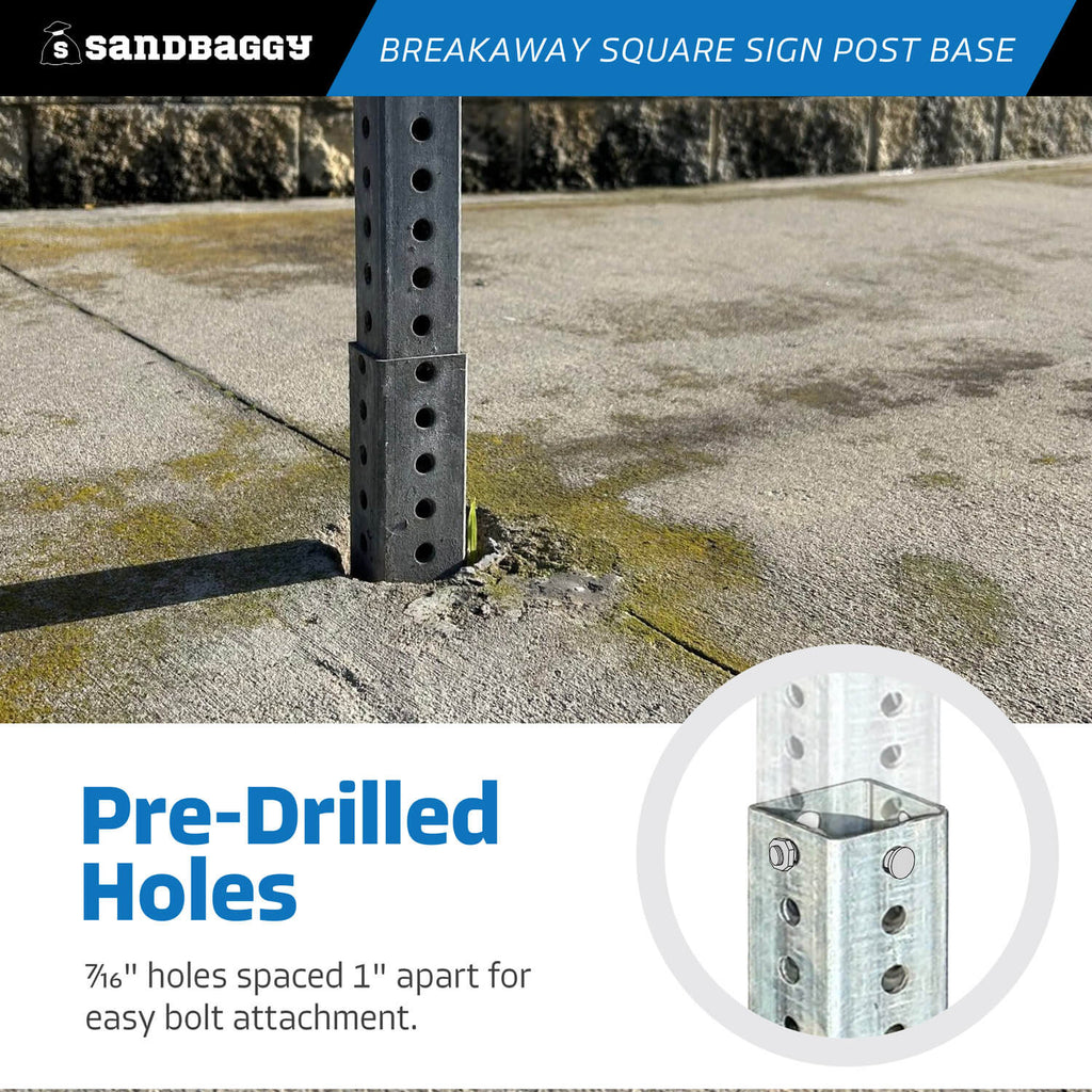 3 ft breakaway sign post base - pre drilled holes