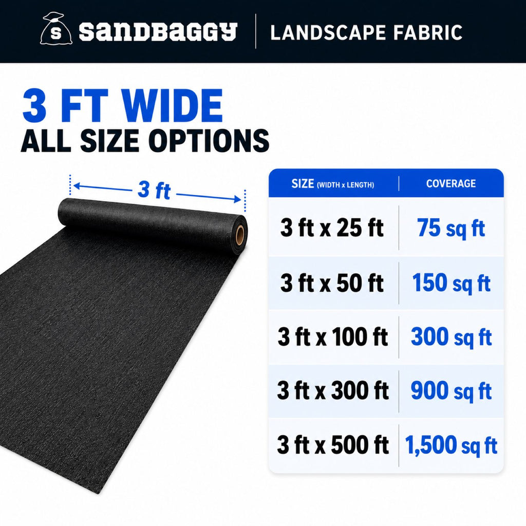 3 ft Landscape Fabric For Weed Barrier, Ground Cover, Garden