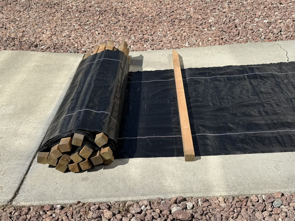 3 ft x 100 ft DOT Black Silt Fence with Wood Stakes (4 ft) - Sediment and Erosion Control - Made in USA