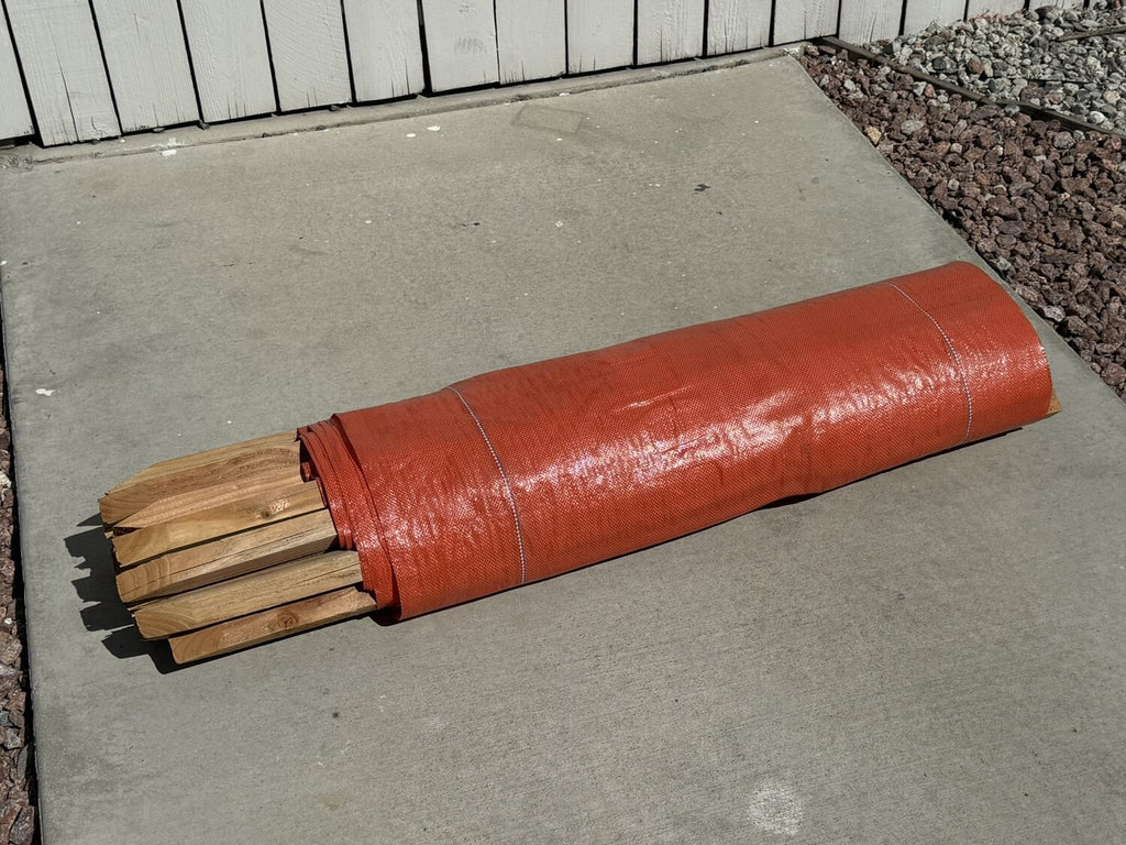 3 ft x 100 ft DOT Orange Silt Fence with Wood Stakes (4 ft) - Sediment and Erosion Control - Made in USA