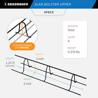 3 " x 1.25 ft x 3" slab bolster upper - specs
