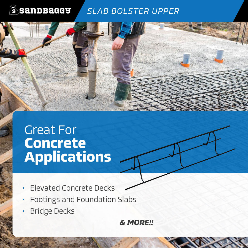 3 " x 1.25 ft x 3" slab bolster upper - concrete applications