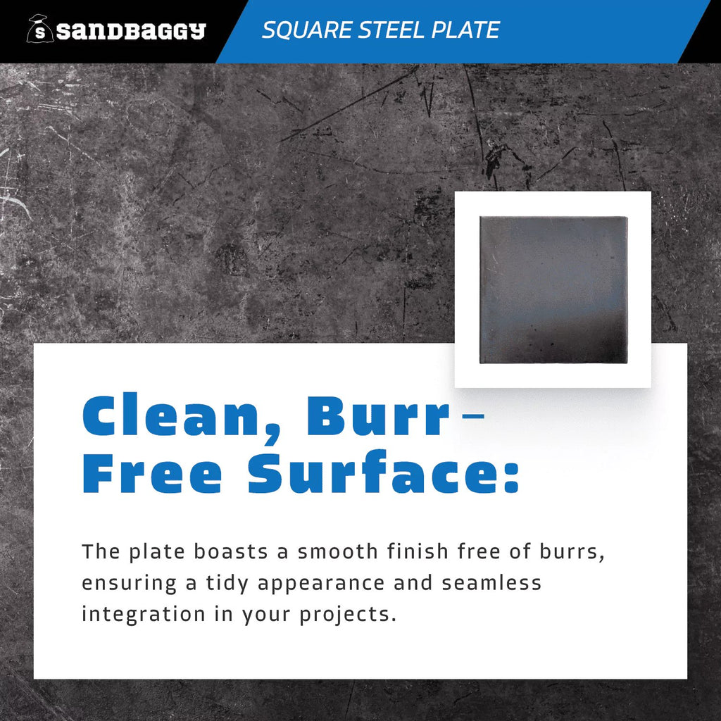 3” x 3” x 3/16” Square Steel Plate - Smooth Burr Free Finish