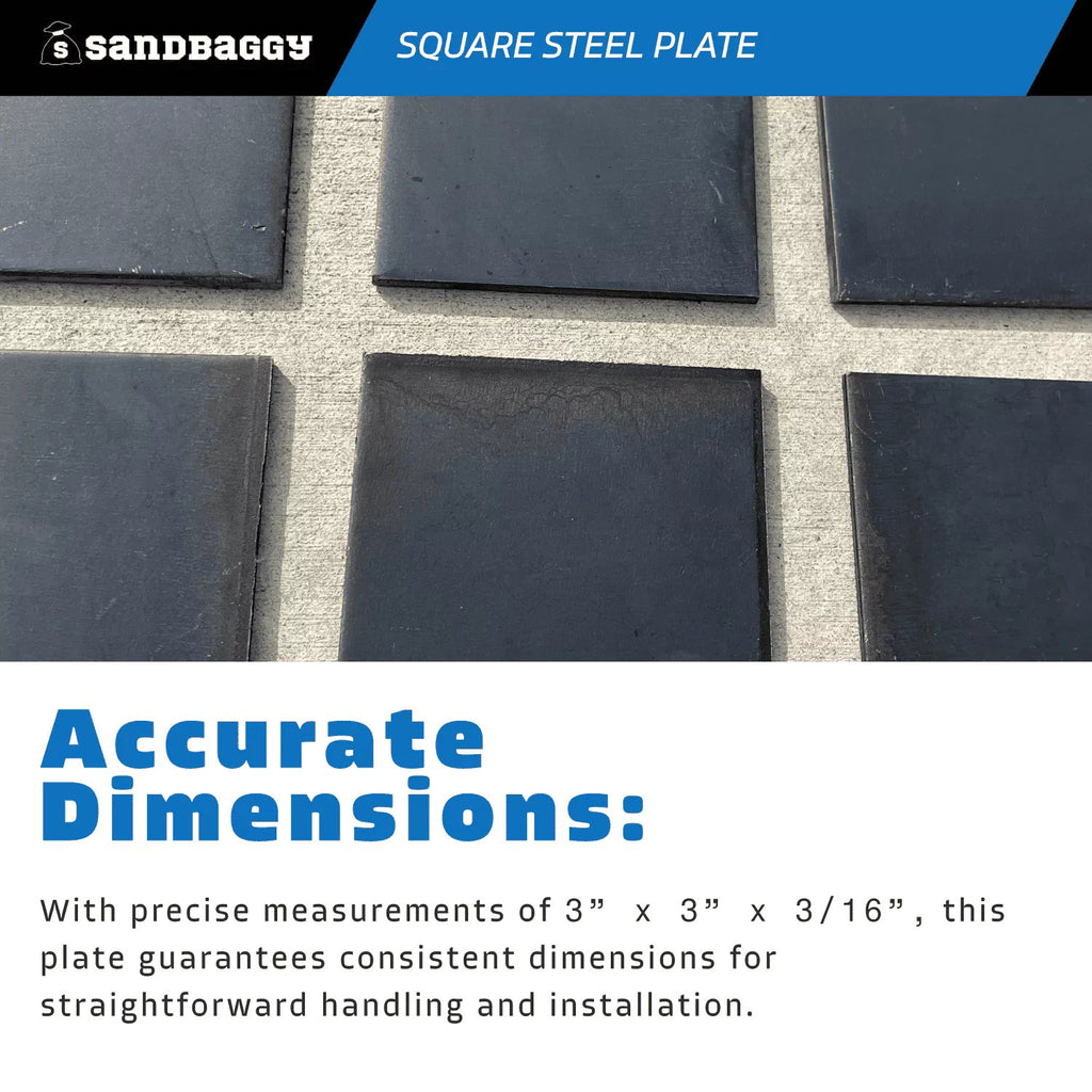 3” x 3” x 3/16” Square Steel Plate - Precise Dimensions