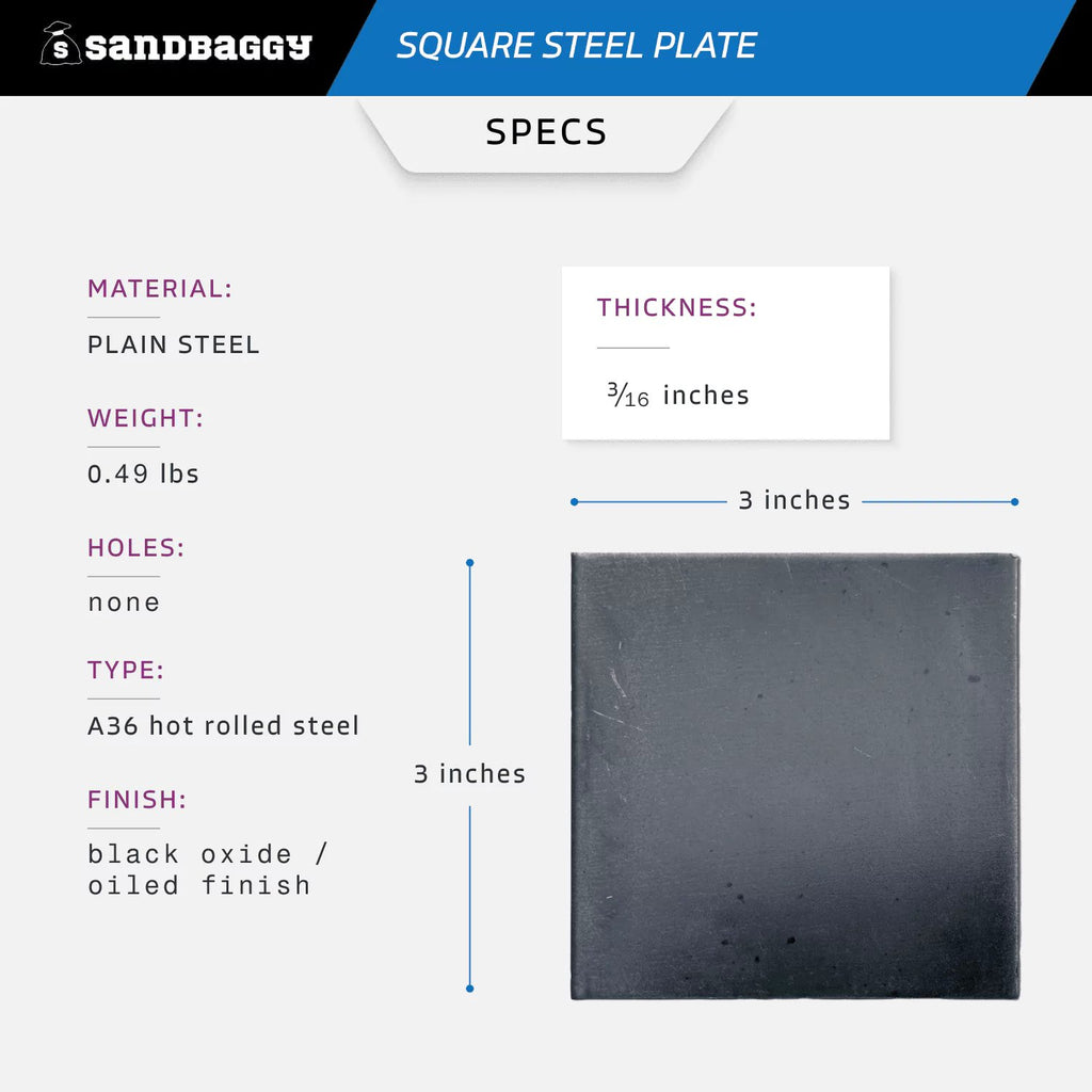 3” x 3” x 3/16” Square Steel Plate - specs