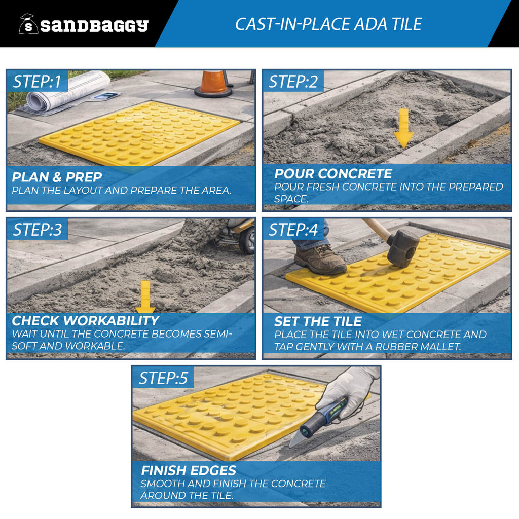 3x4 cast in place ada tile 