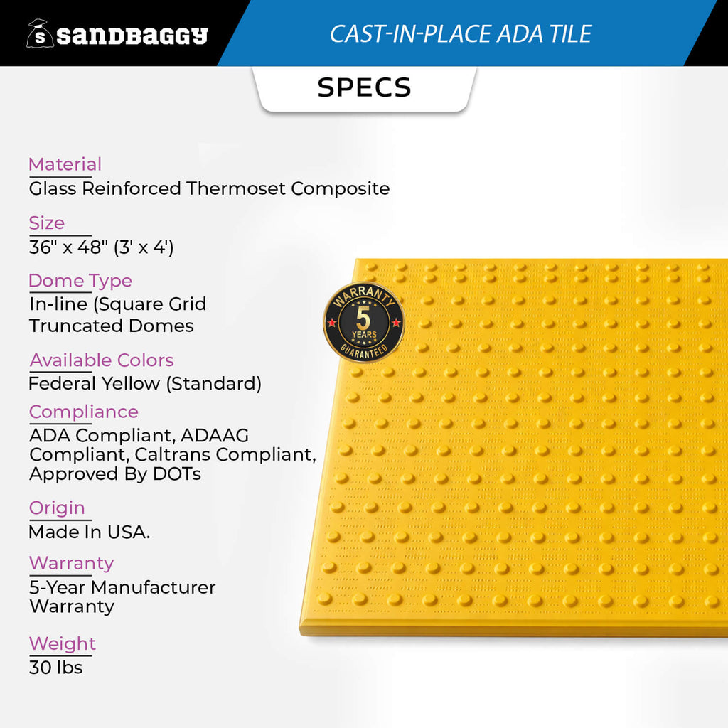 3x4 cast in place ada tile 