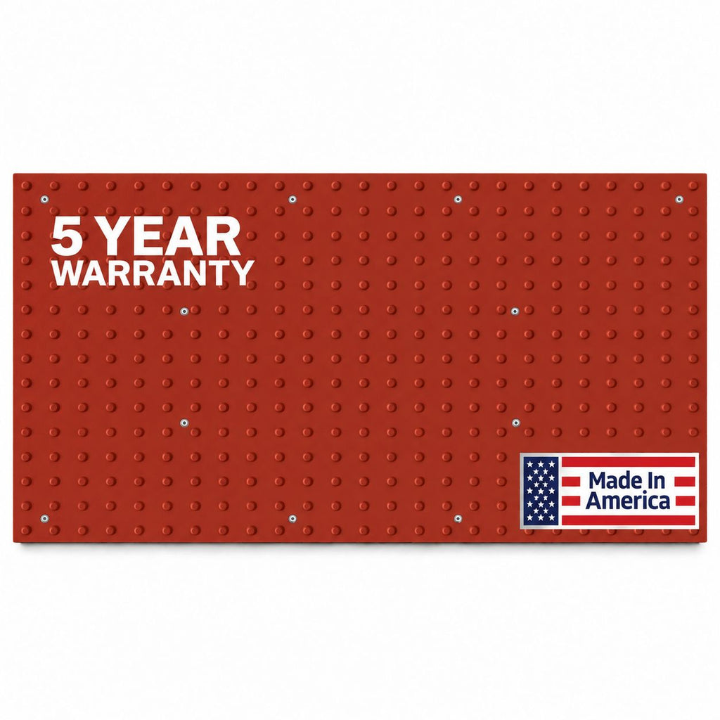 Red 3' x 5' cast-in-place ADA tile with truncated domes