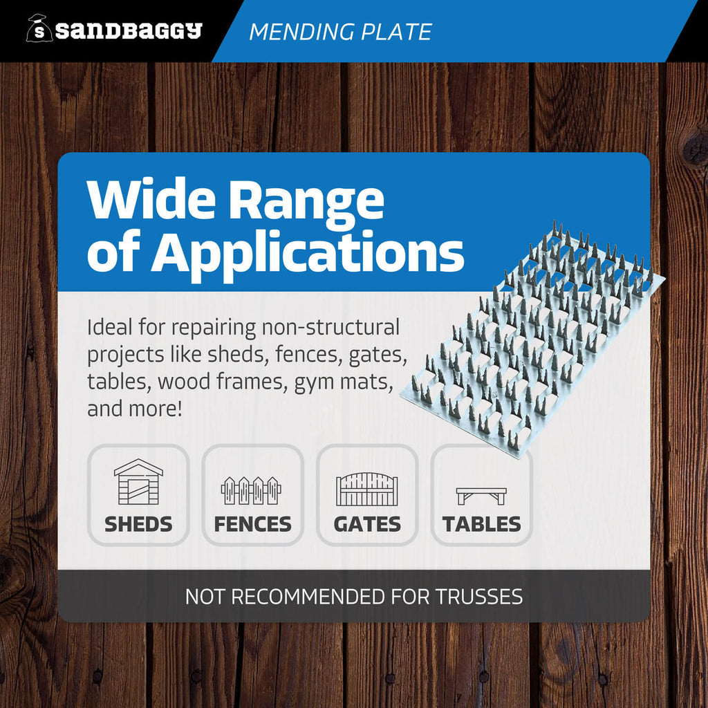 3" x 6" mending plate - sheds, fences, gates, tables